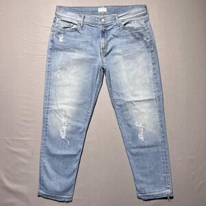 Mother Jeans Womens 29 Blue Undone Hem Dropout Cliffhanger Distressed Denim USA